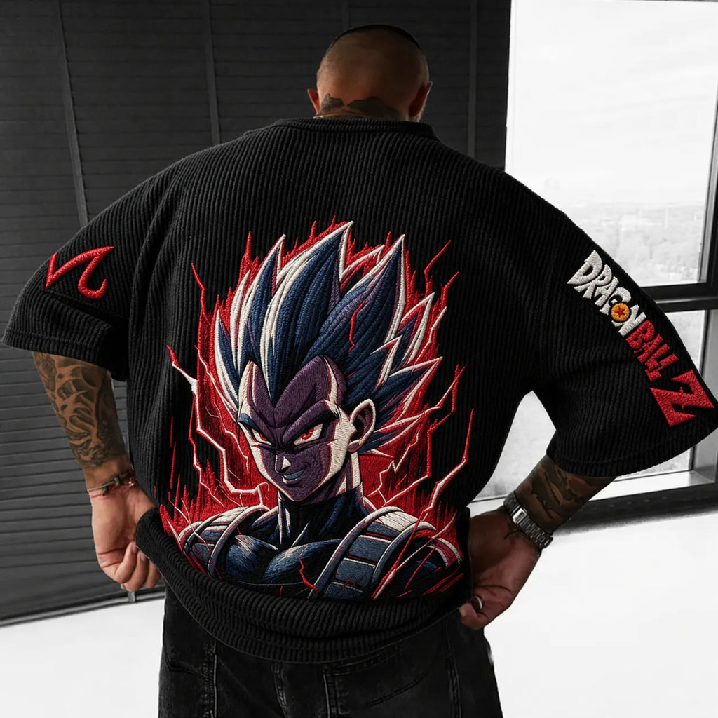 Dragon Ball Unisex Anime-Style Retro Corduroy Oversized T-Shirt