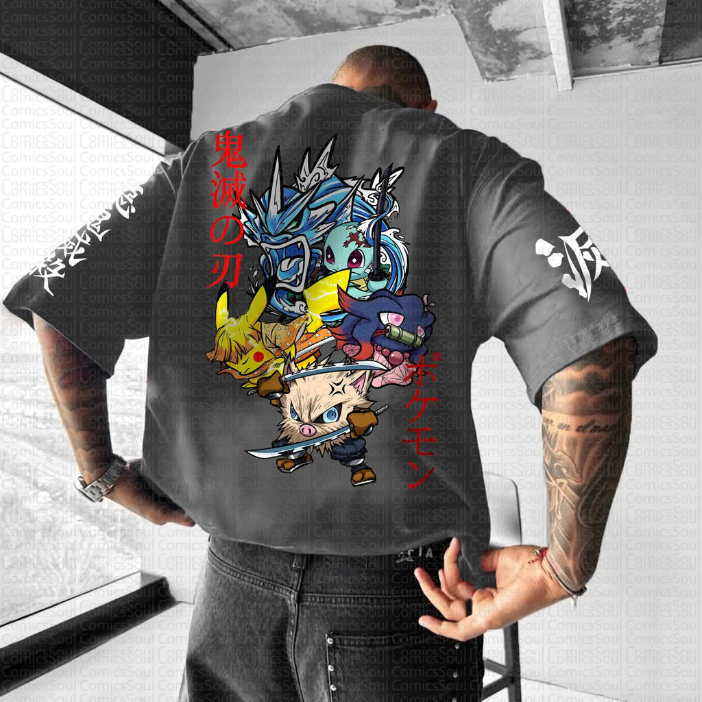 PKM-Unisex Anime Inspired Vintage T-Shirt