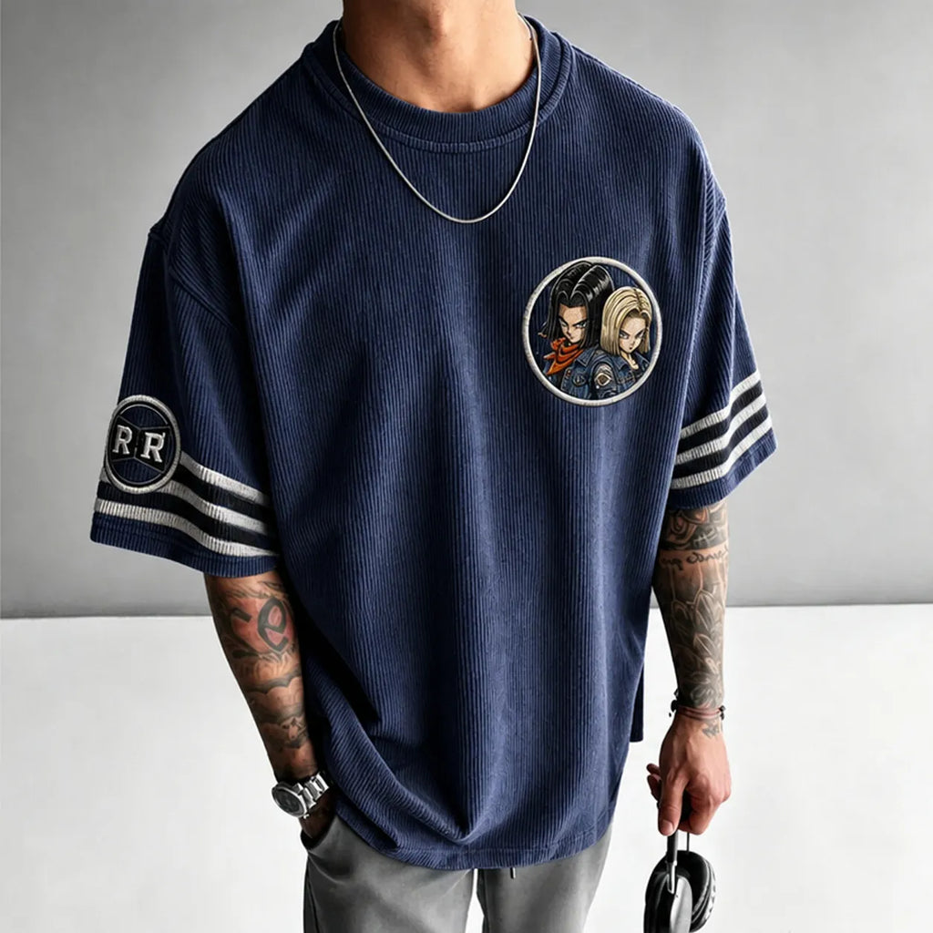 Dragon Ball Unisex Anime-Style Retro Corduroy Oversized T-Shirt