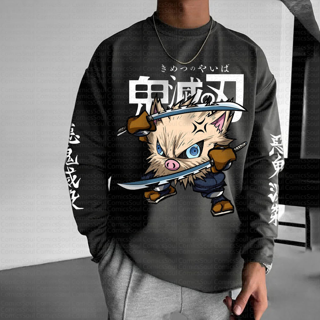 PKM-Unisex Anime Graphic Streetwear Vintage Long-Sleeved T-shirt