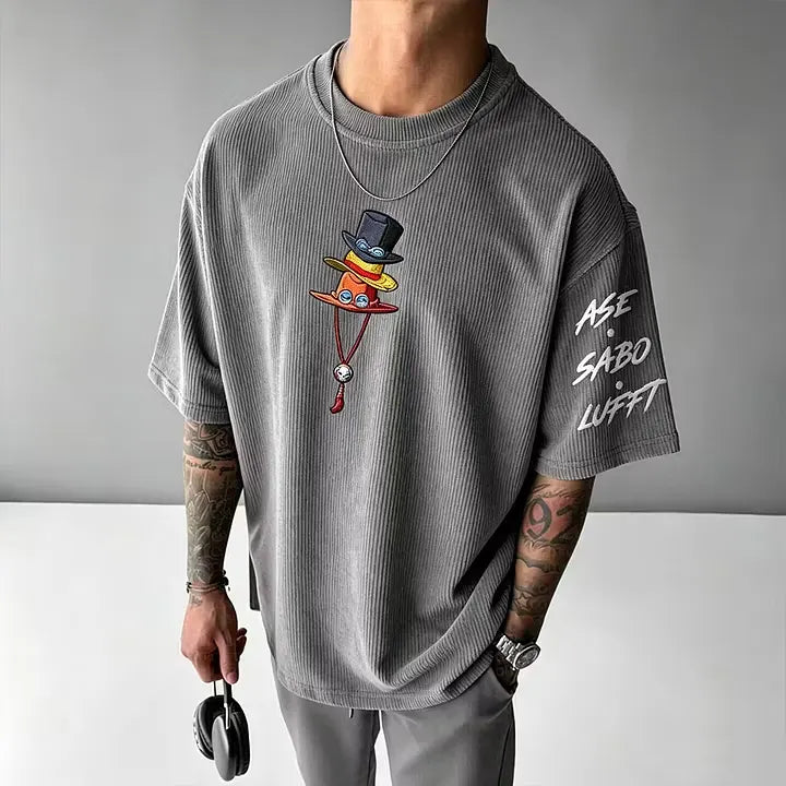 One Piece Anime Vintage Waffle Knit T-Shirt