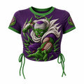 Dragon Ball Women's Slim-Fit Short-Sleeve T-Shirt With Anime Print And Side Drawstrings