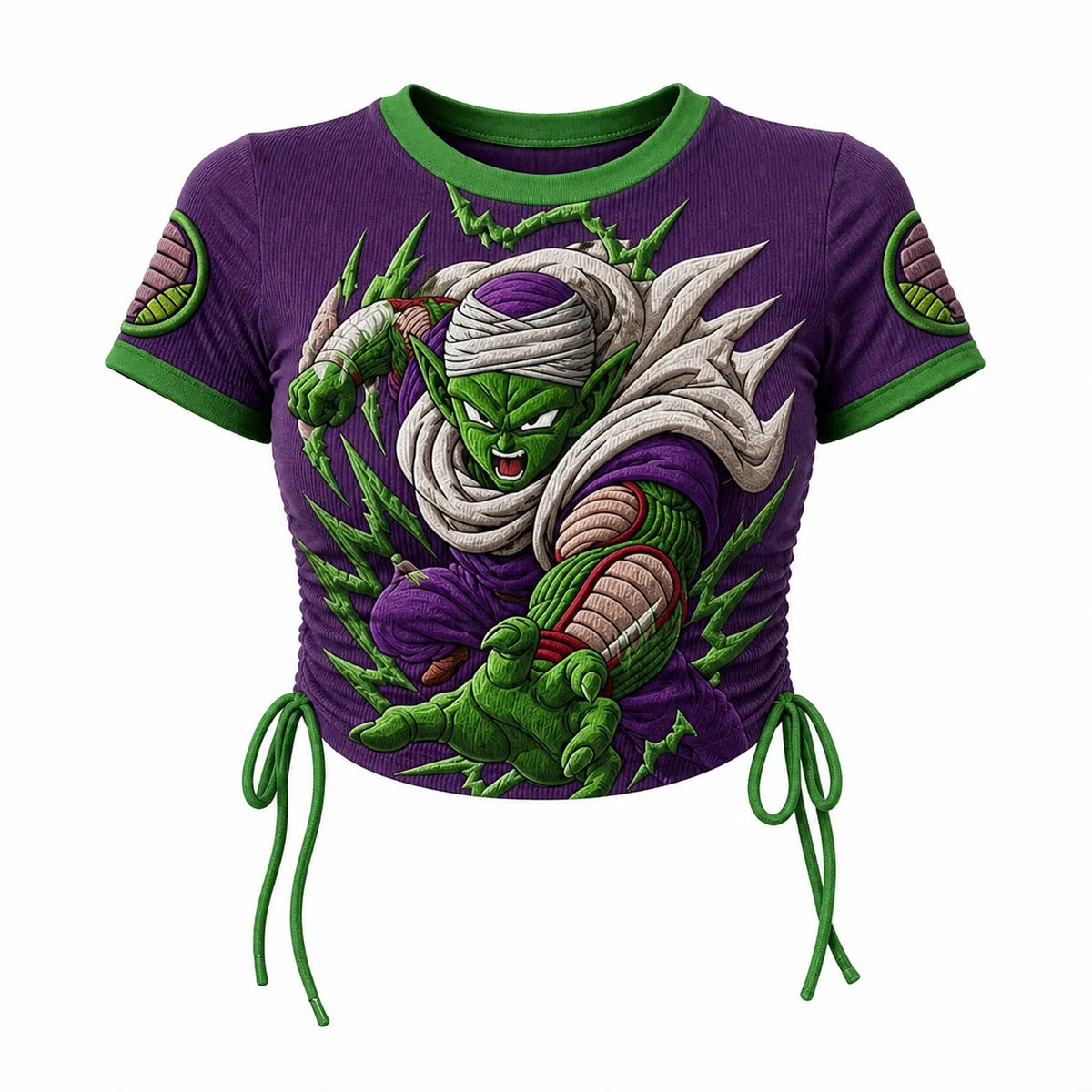 Dragon Ball Women's Slim-Fit Short-Sleeve T-Shirt With Anime Print And Side Drawstrings