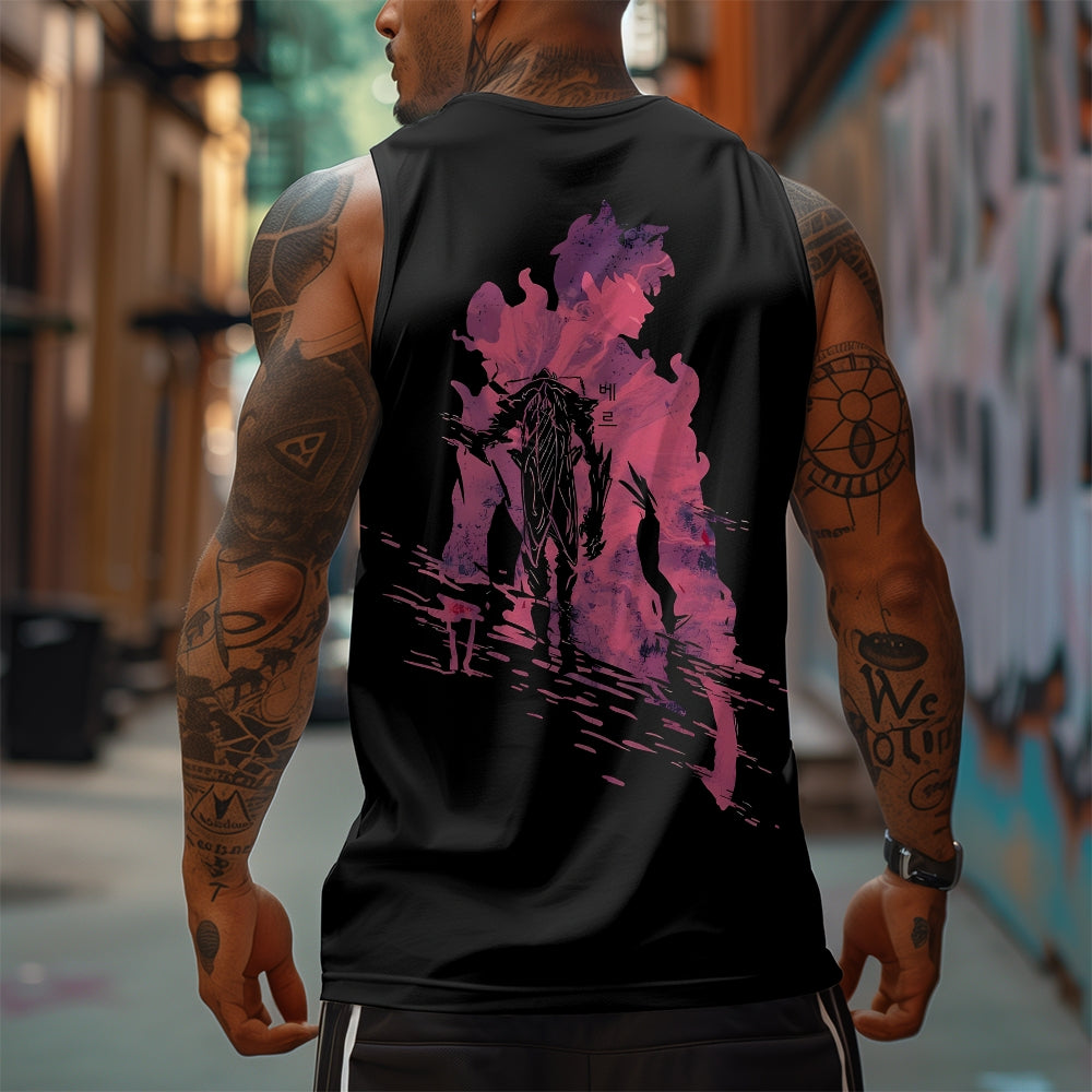SL-Oversized Anime Print Gym Tank Top
