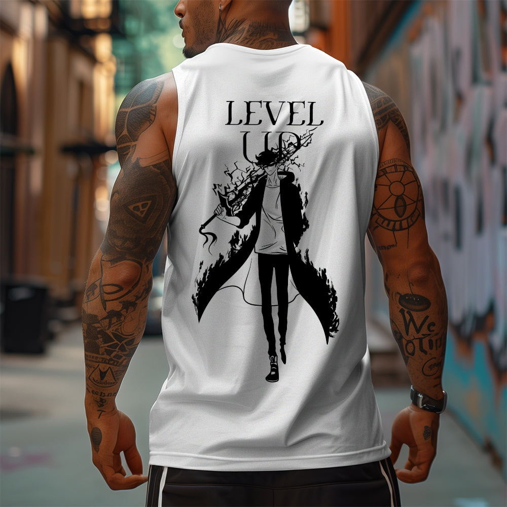 SL-Oversized Anime Print Gym Tank Top