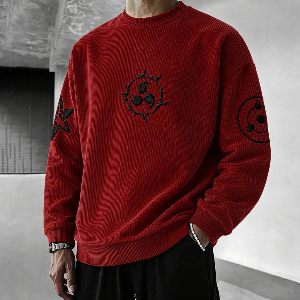 NINDO Unisex Retro Corduroy Sweatshirt In Anime Style