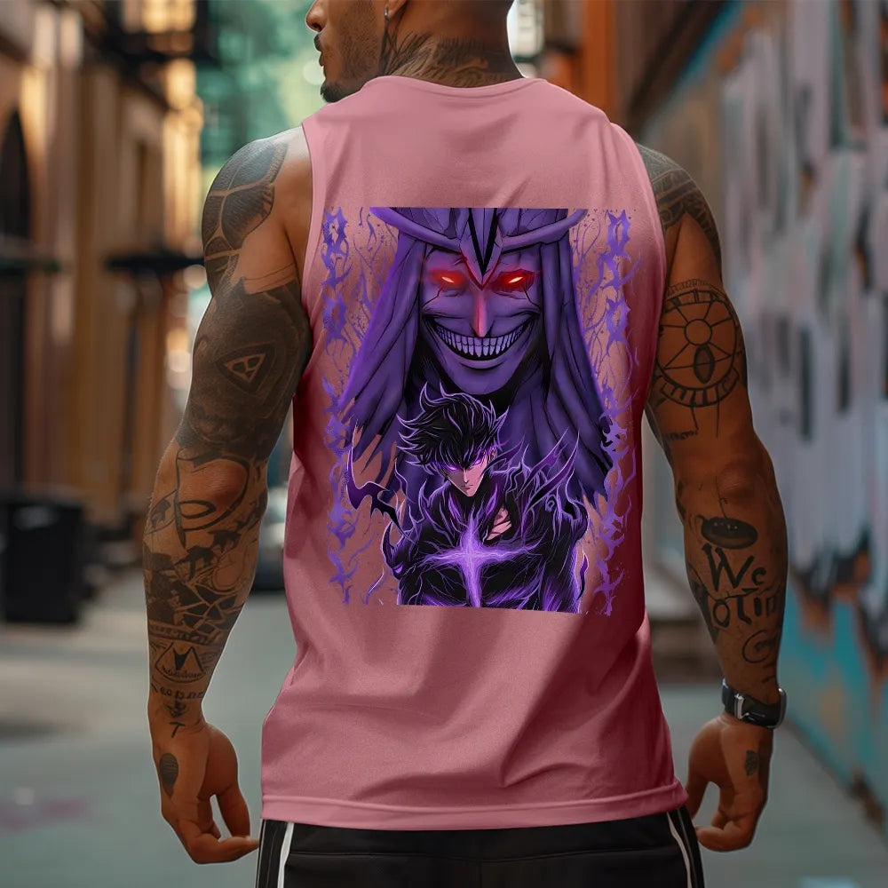 SL-Oversized Anime Print Gym Tank Top