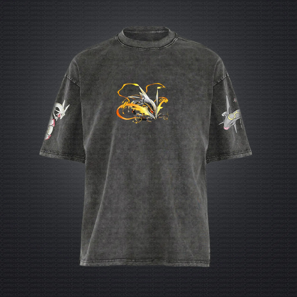PKM-Unisex Anime Style Vintage Washed T-Shirt