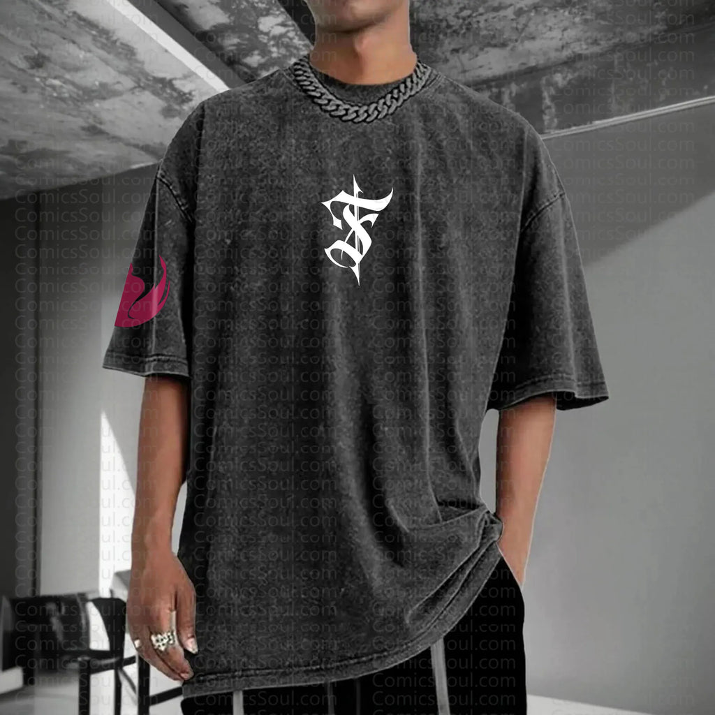 SL-Unisex Anime Inspired Vintage Washed T-Shirt