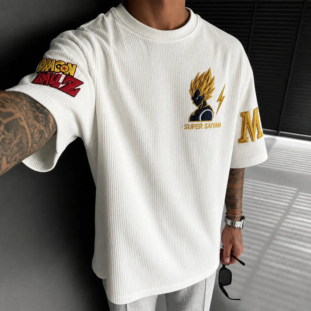 Dragon Ball Unisex Short-Sleeve Corduroy T-Shirt With Anime Print