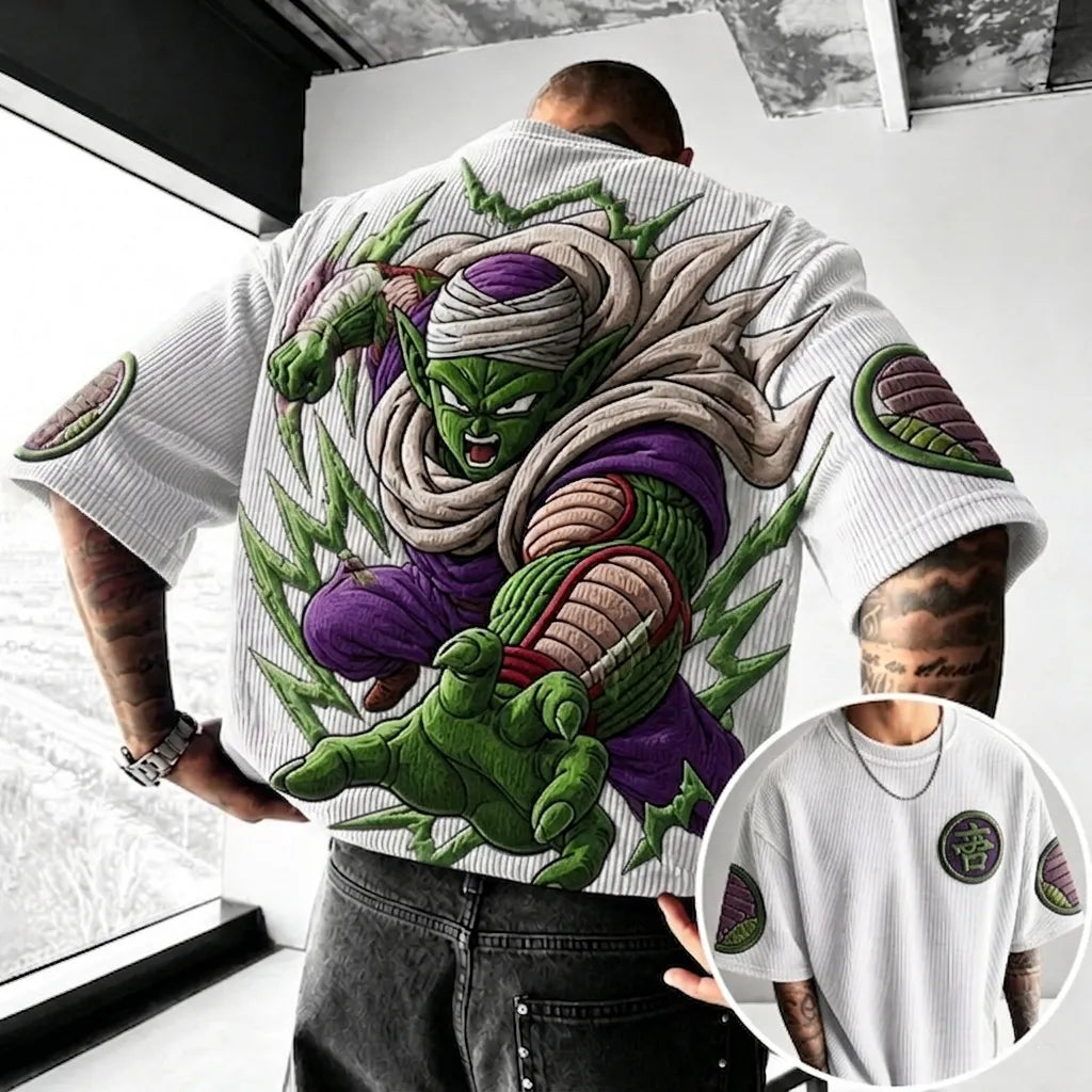 Dragon Ball Unisex Anime-Style Retro Corduroy Oversized T-Shirt