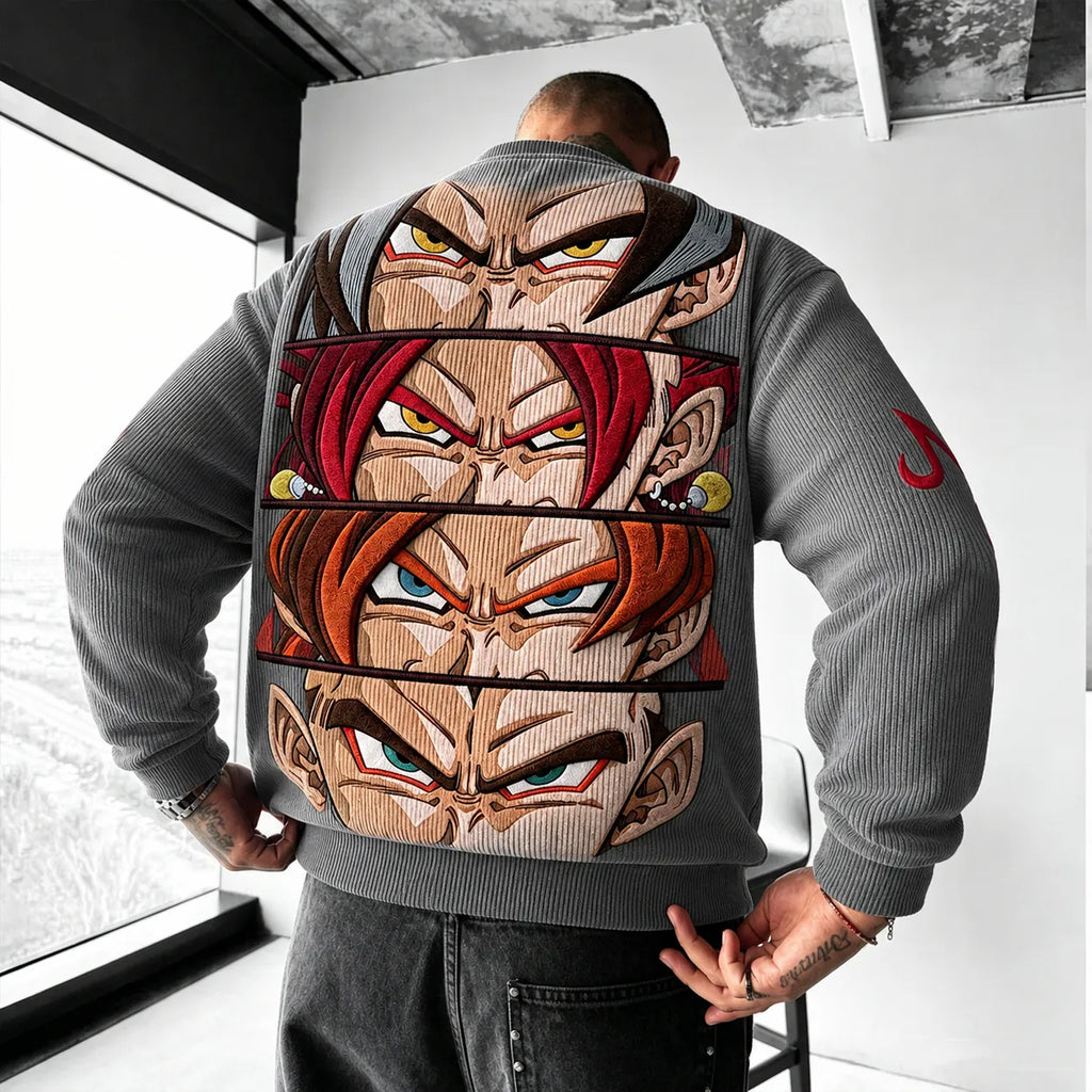 Dragon Ball Unisex Retro Corduroy Sweatshirt In Anime Style