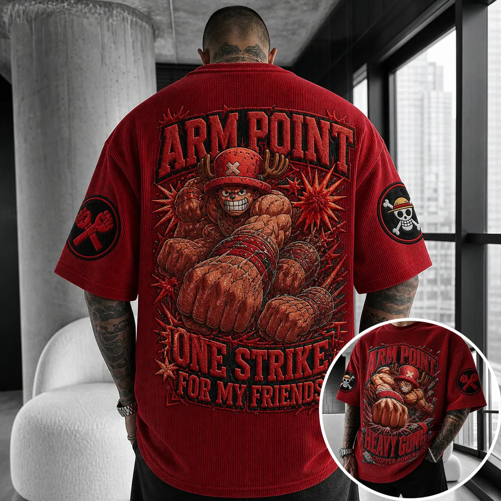 One Piece Unisex Short-Sleeve Corduroy T-Shirt With Anime Print