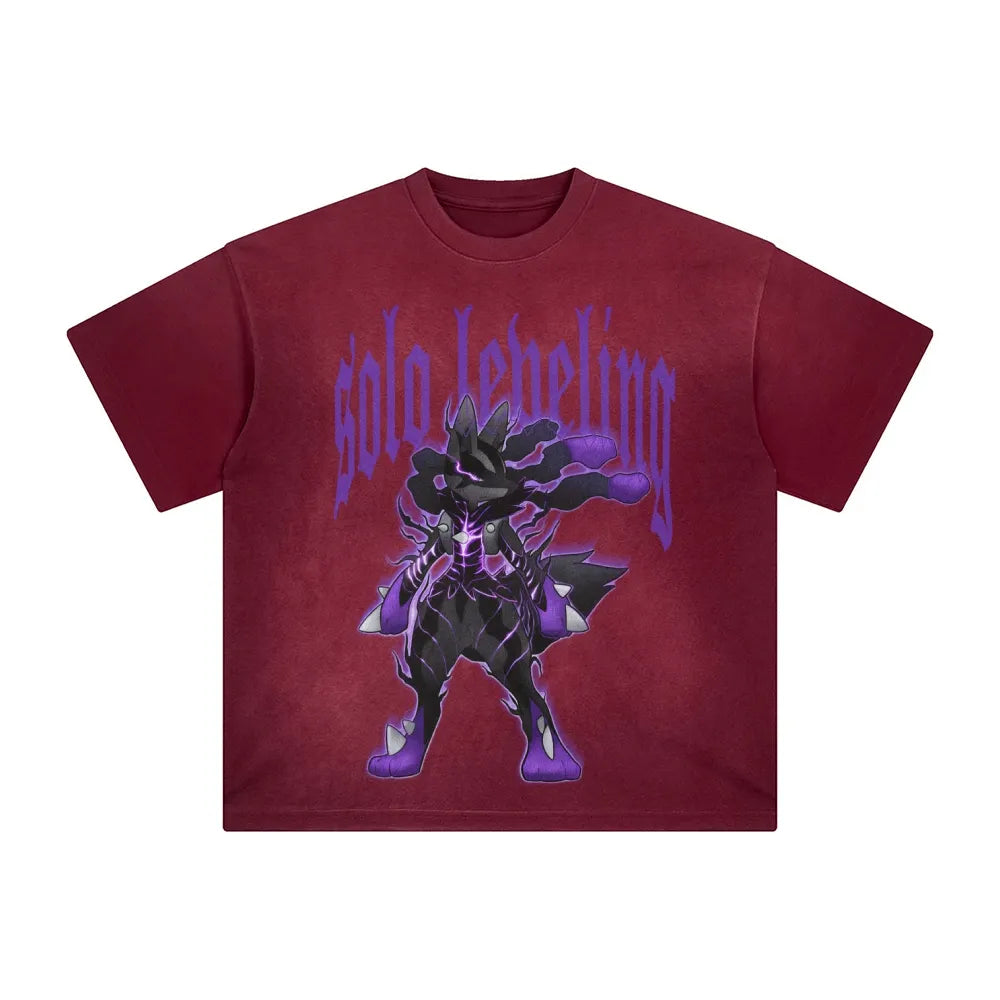 SL-Unisex Anime Inspired Washed  Vintage T-Shirt