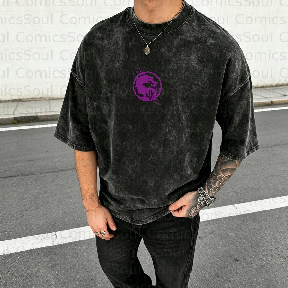 MK-Unisex Anime Inspired Vintage Washed T-Shirt