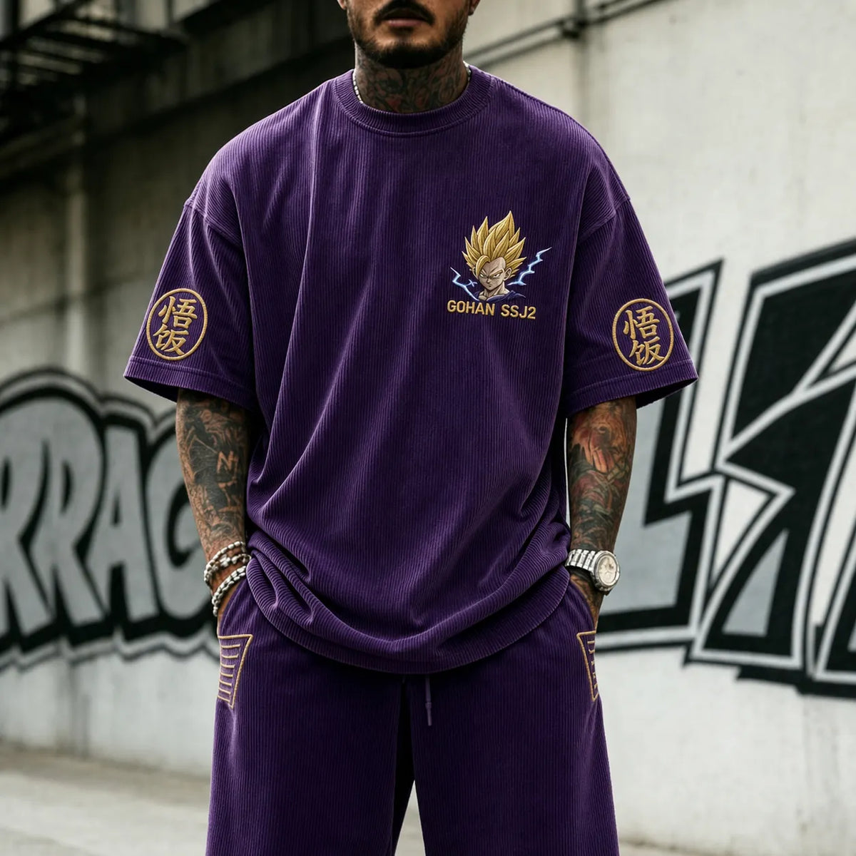 Dragon Ball Unisex Short-Sleeve Corduroy T-Shirt With Anime Print