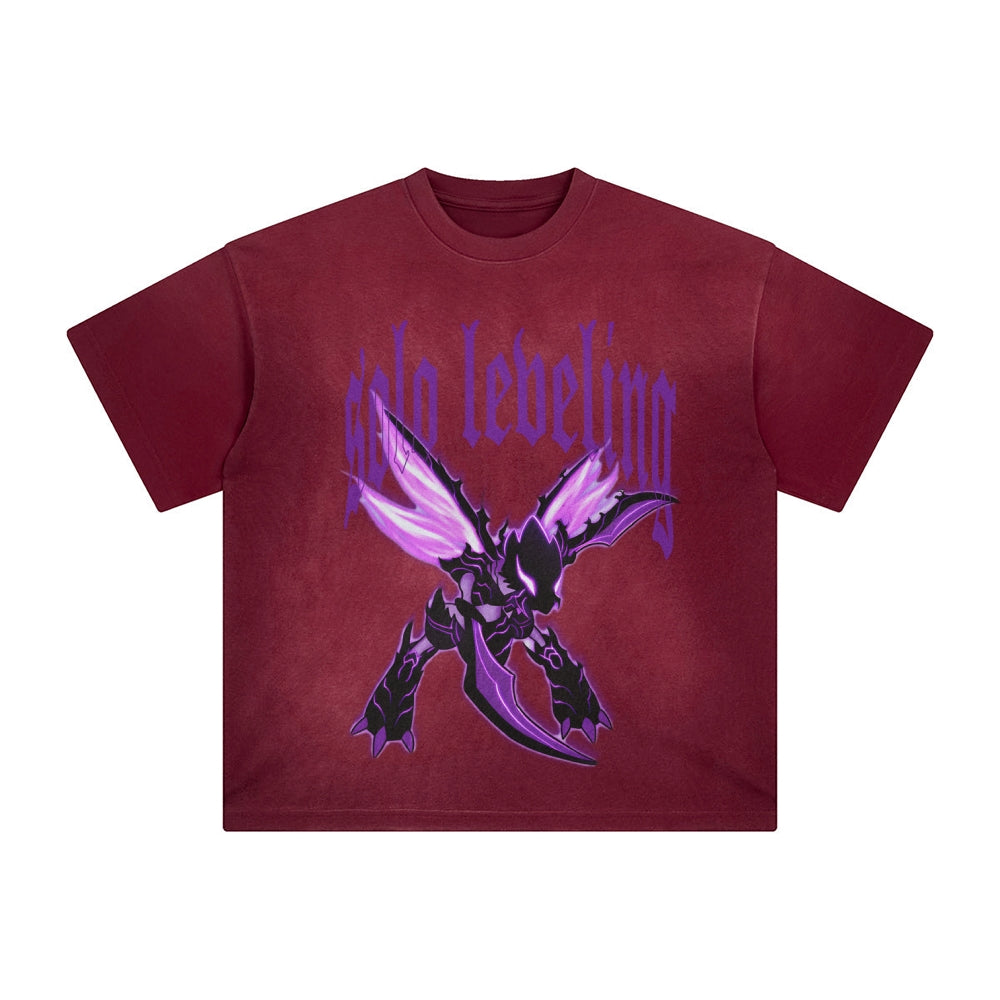 SL-Unisex Anime Inspired Washed  Vintage T-Shirt