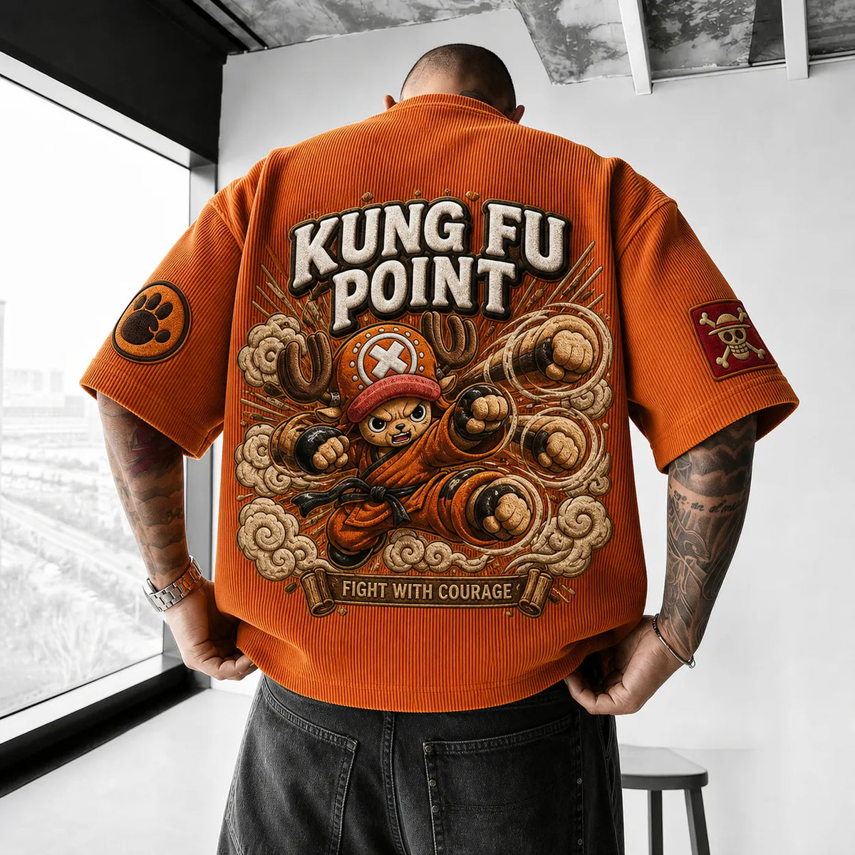 One Piece Unisex Short-Sleeve Corduroy T-Shirt With Anime Print