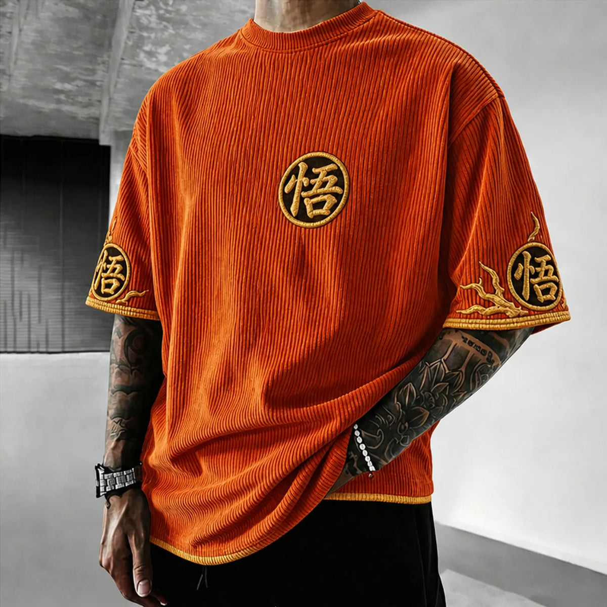 Dragon Ball Unisex Anime-Style Retro Corduroy Oversized T-Shirt