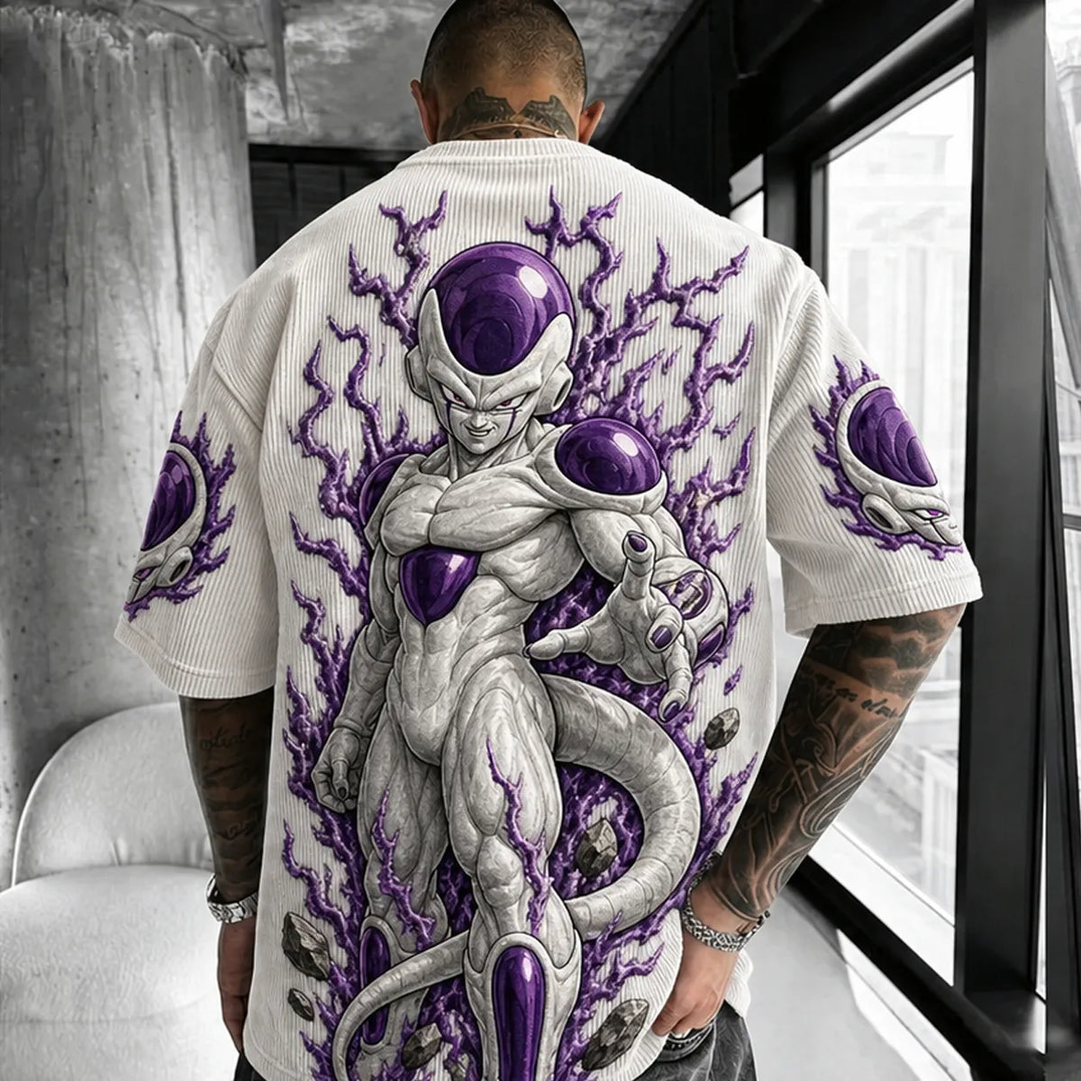 Dragon Ball Unisex Anime-Style Retro Corduroy Oversized T-Shirt