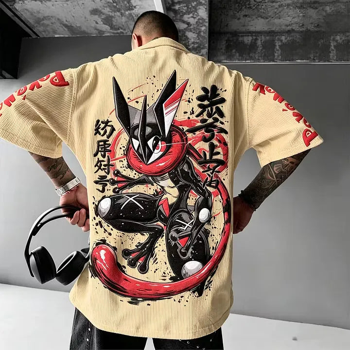Dragon Ball Hunter × Hunter Anime-Inspired Vintage Waffle Knit T-Shirt
