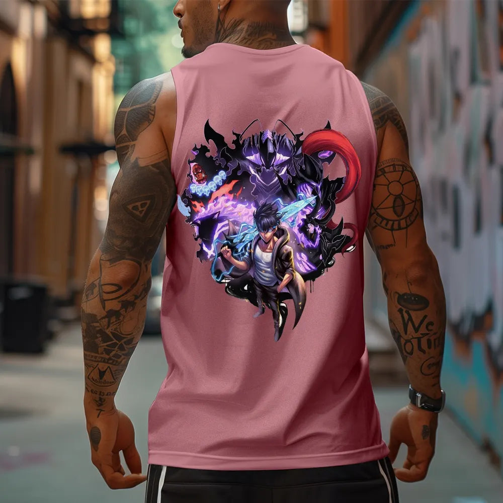 SL-Oversized Anime Print Gym Tank Top