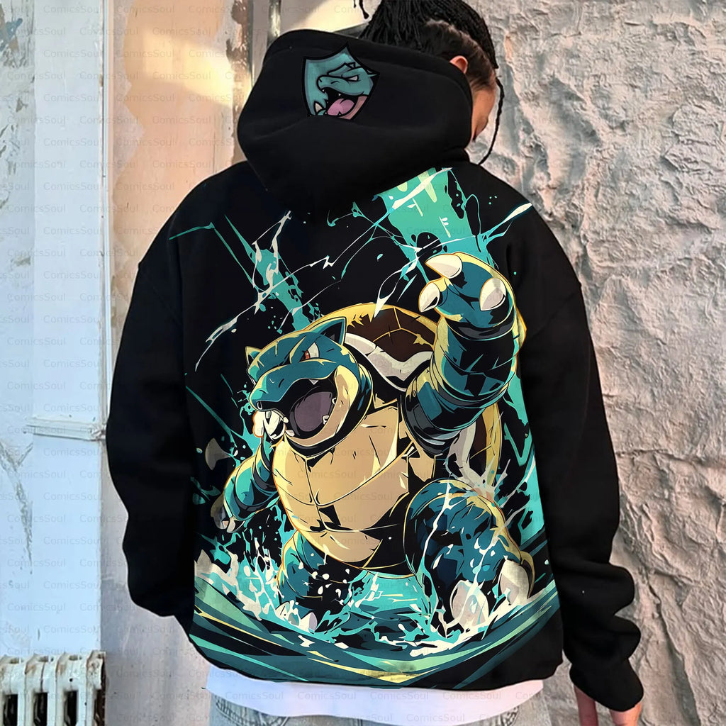 PKM-PKM-Unisex Anime Inspired Vintage Plush Hoodie