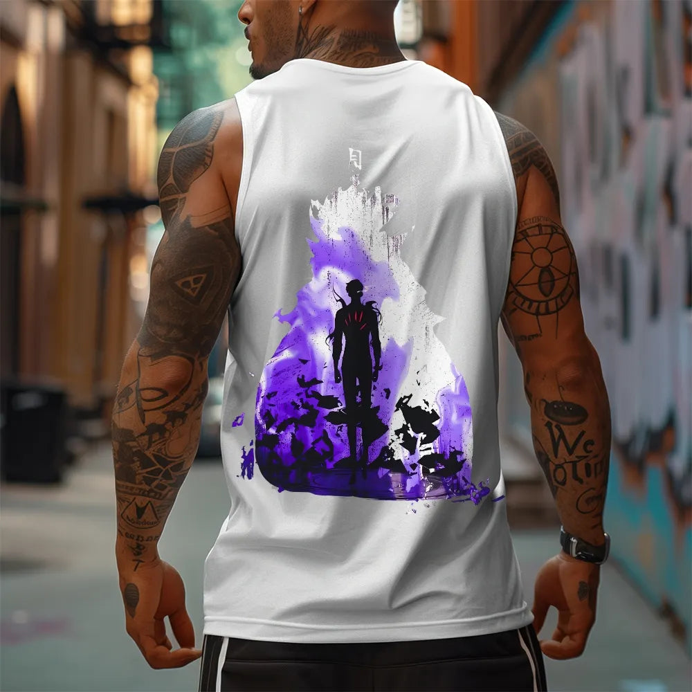 SL-Oversized Anime Print Gym Tank Top
