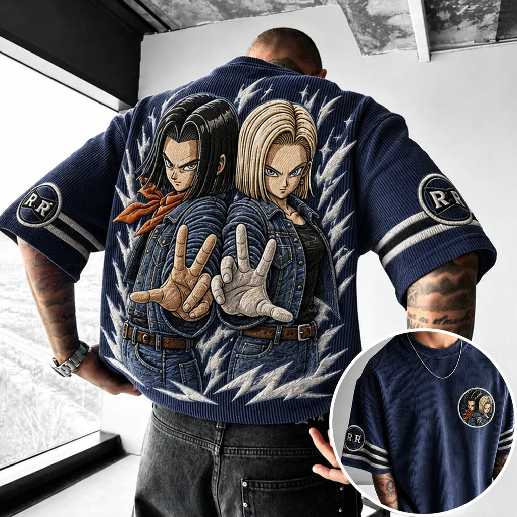 Dragon Ball Unisex Anime-Style Retro Corduroy Oversized T-Shirt