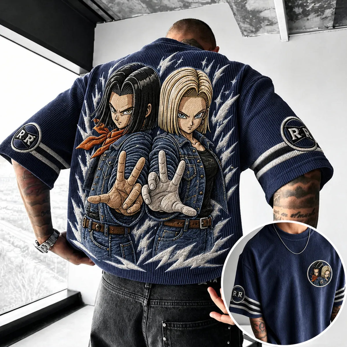 Dragon Ball Unisex Anime-Style Retro Corduroy Oversized T-Shirt