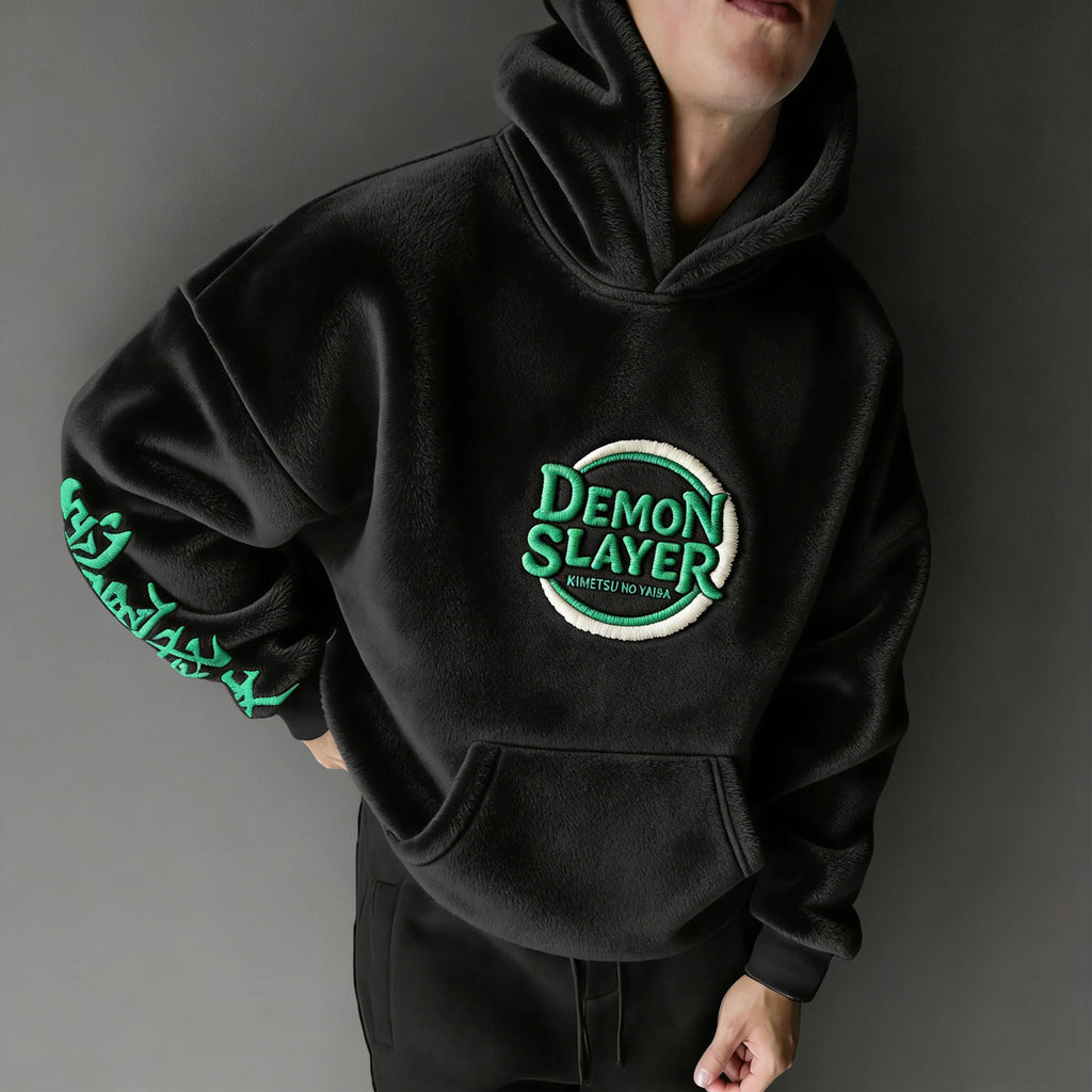 KNY Color-blocked Corduroy Hooded Sweatshirt