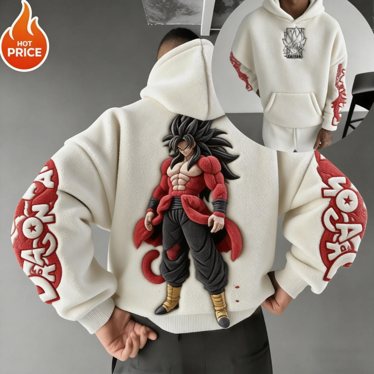 One Piece Color-blocked Plush Hoodie