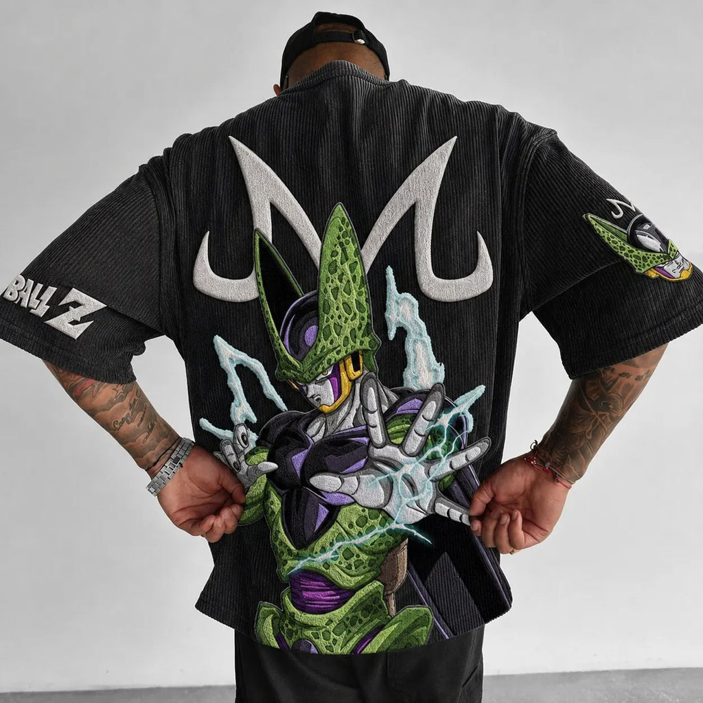 Dragon Ball Unisex Anime-Style Retro Corduroy Oversized T-Shirt