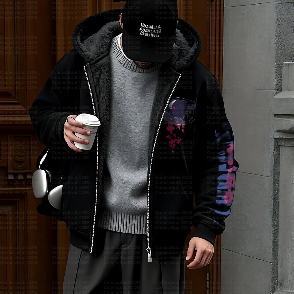 PKM-Unisex Graphic Streetwear Vintage Zipper Cardigan Plush Hoodie