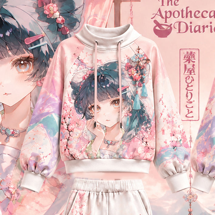 The Apothecary Diaries vintage hoodie and shorts set