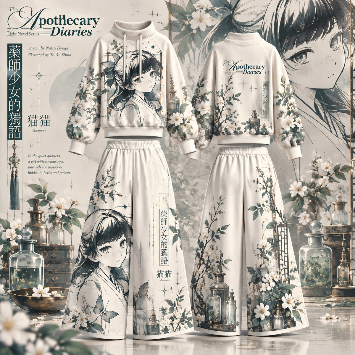 The Apothecary Diaries vintage hoodie and shorts set