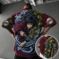 KNY Unisex Oversized Anime-Print Vertical-Stripe Short-Sleeve T-Shirt