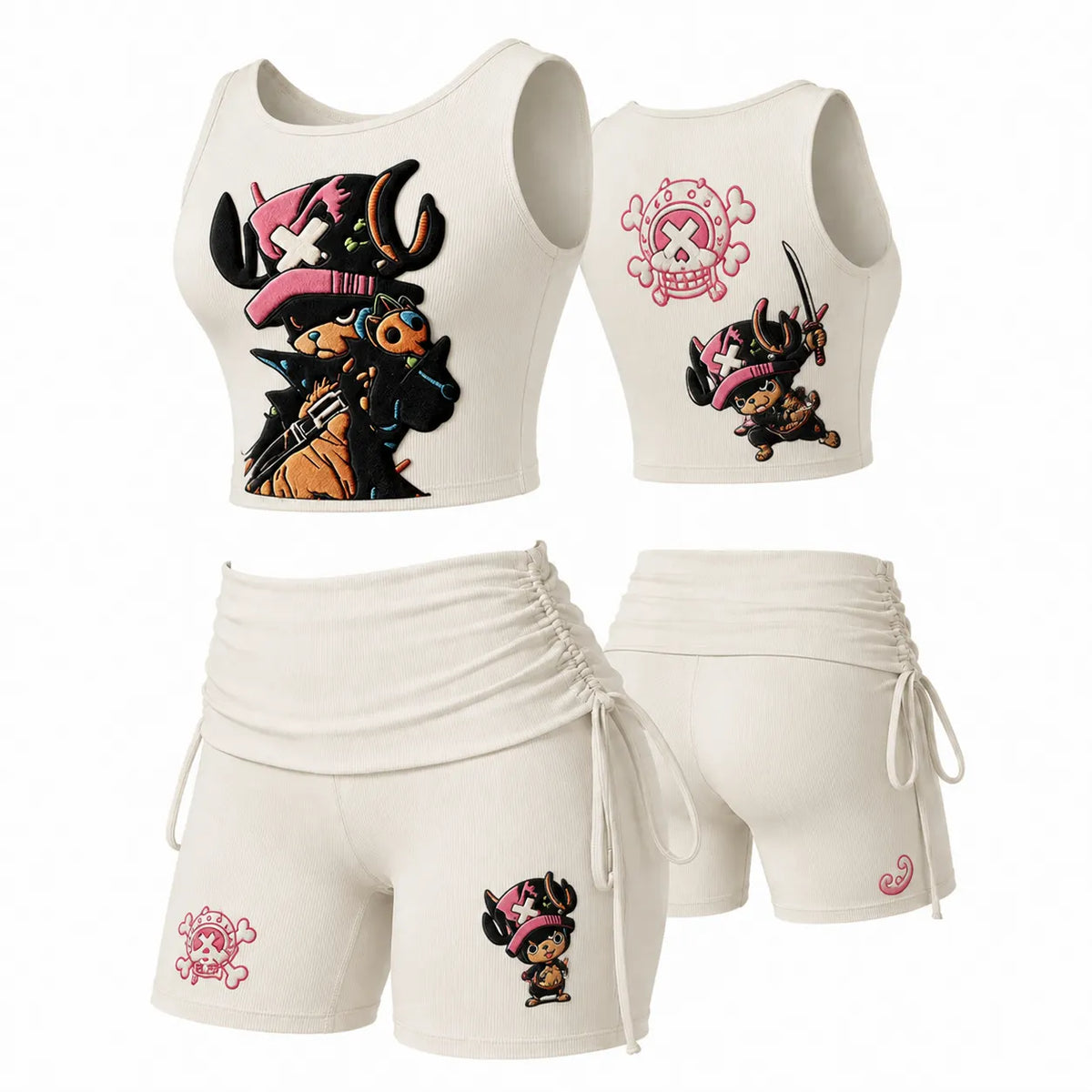 One Piece Women's Anime-Print Tank Top And Shorts Sports Set