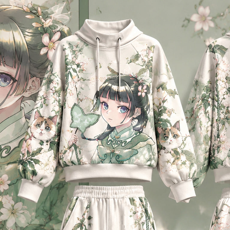 The Apothecary Diaries vintage hoodie and shorts set
