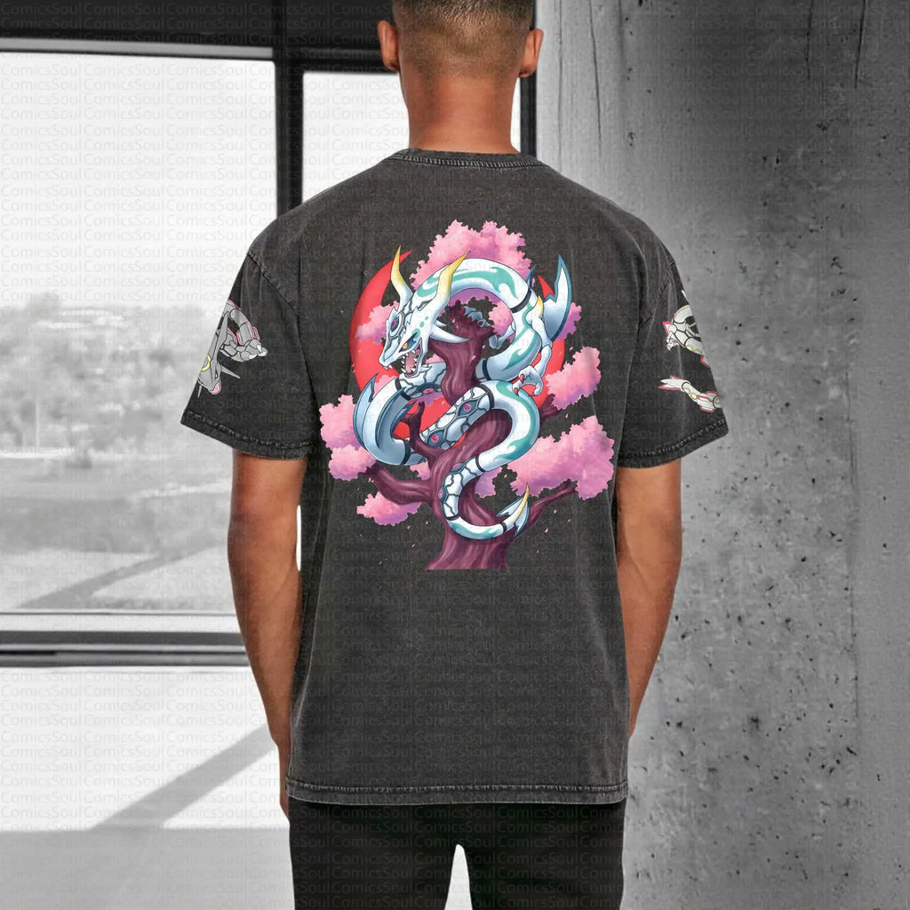 PKM-Unisex Anime Style Vintage Washed T-Shirt