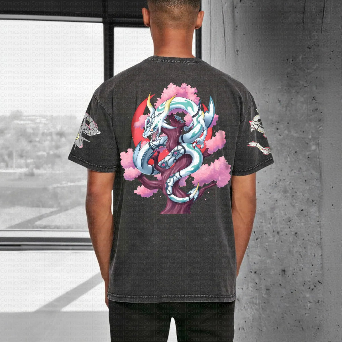 PKM-Unisex Anime Style Vintage Washed T-Shirt