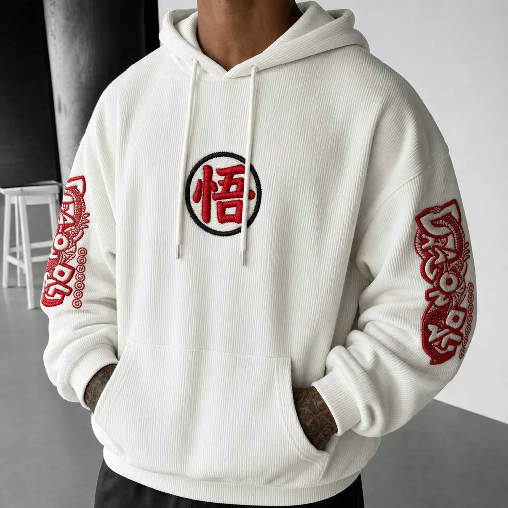 Dragon Ball Unisex Retro Corduroy Hoodie With Anime-style Graphics