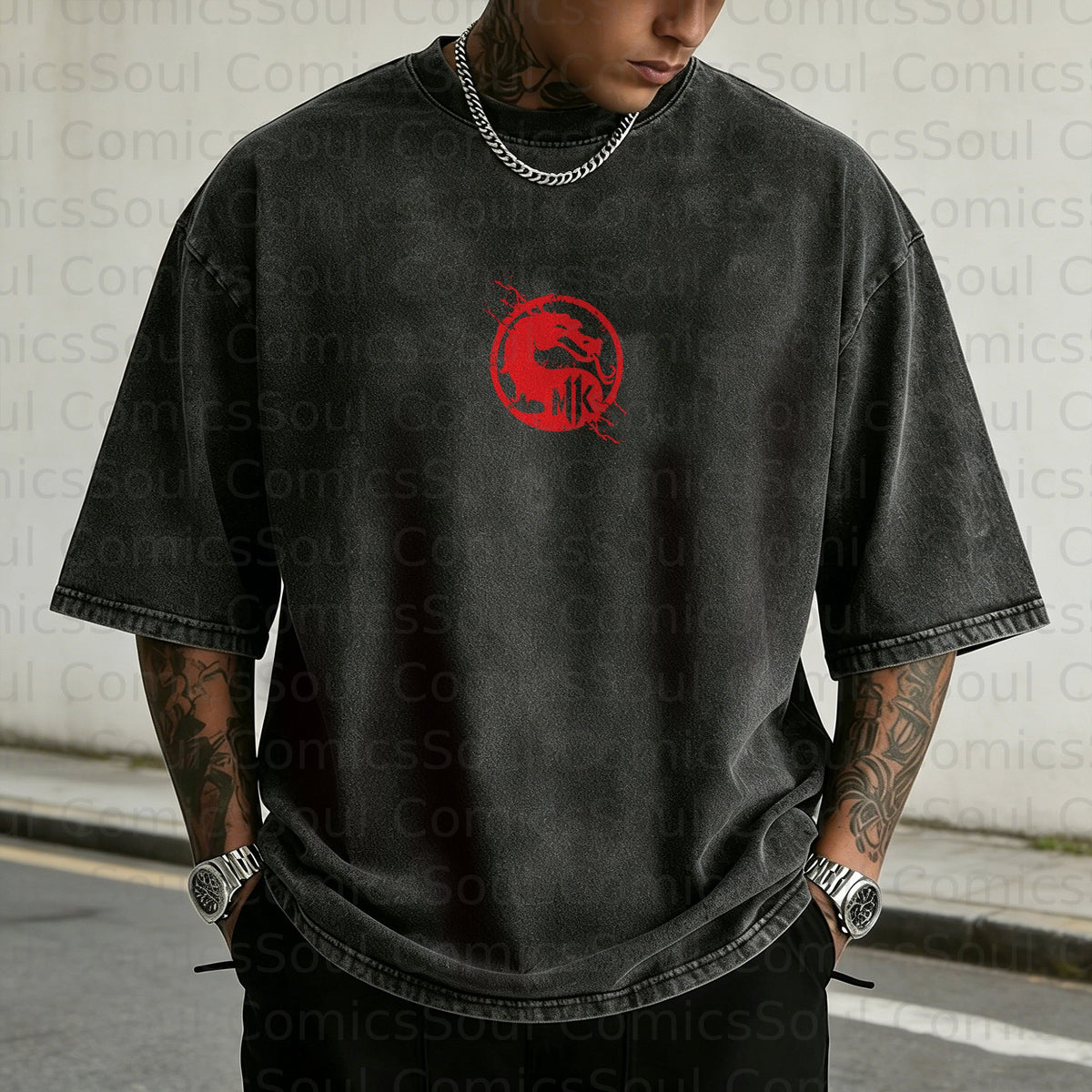 MK-Unisex Anime Inspired Vintage Washed T-Shirt