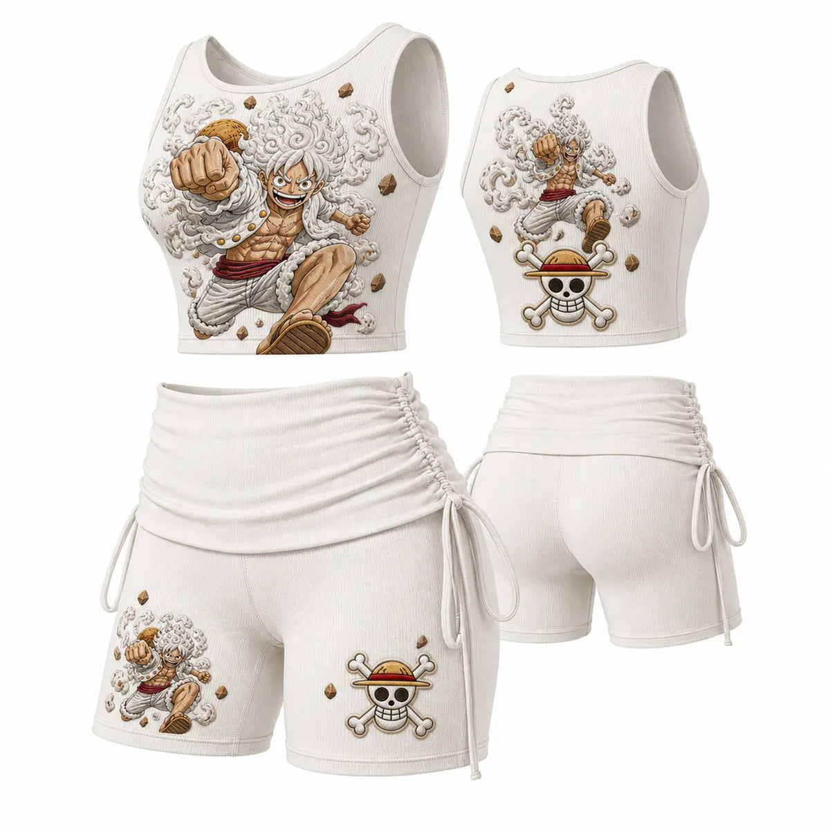 One Piece Women's Anime-Print Tank Top And Shorts Sports Set
