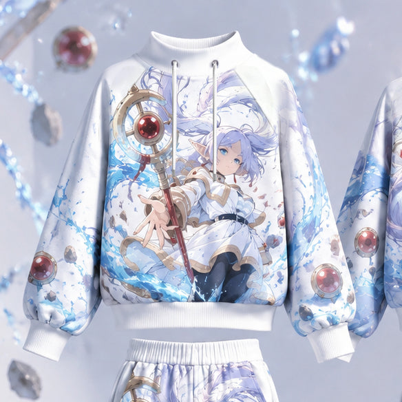 Frieren: Beyond Journey's End vintage hoodie and shorts set