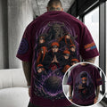 NINDO Unisex Oversized Anime-Print Vertical-Stripe Short-Sleeve T-Shirt