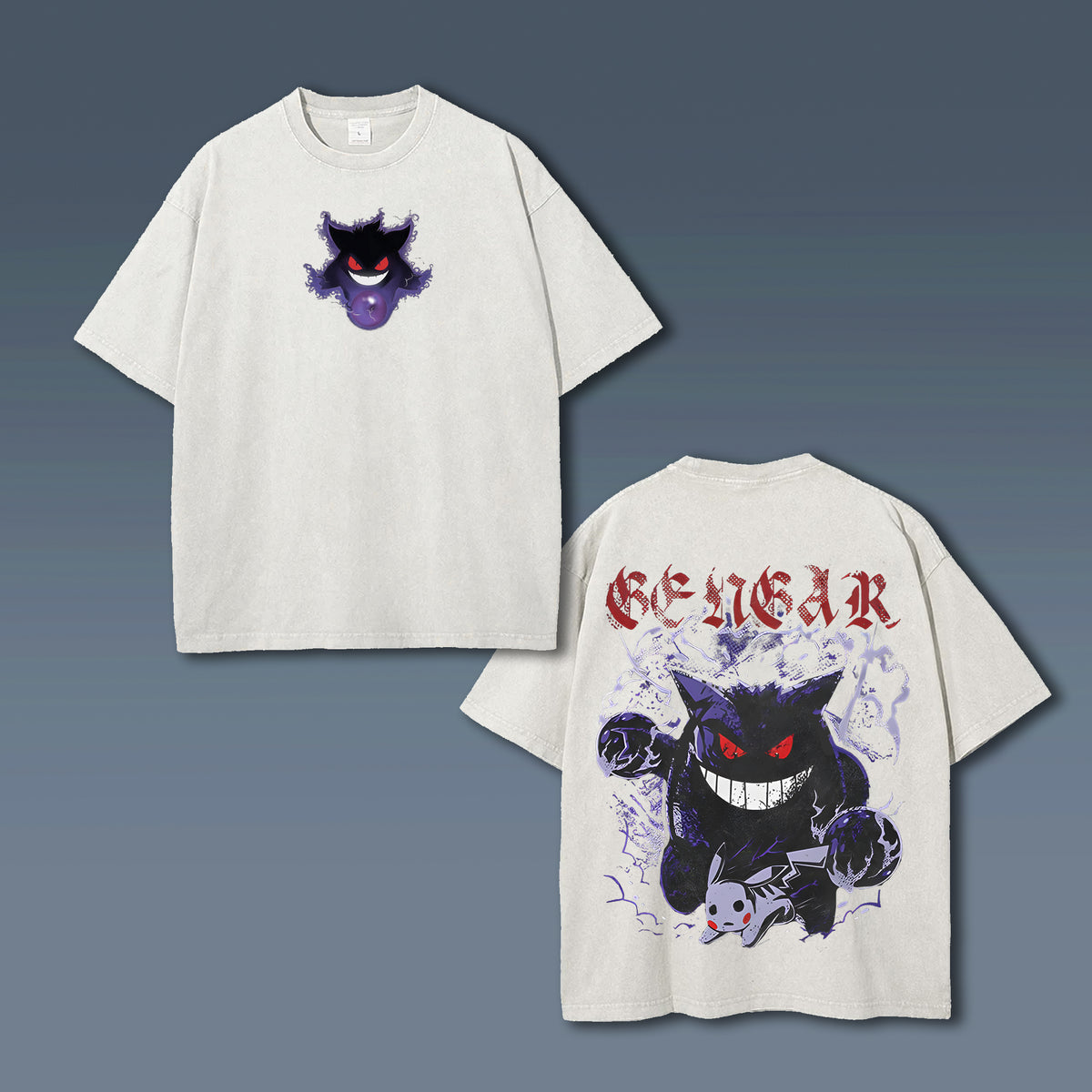 PKM-Unisex Anime Style Vintage Washed T-Shirt