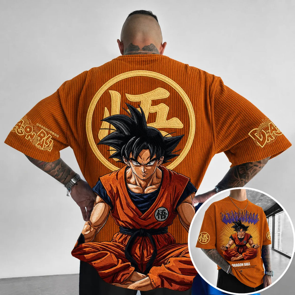 Dragon Ball Unisex Anime-Style Retro Corduroy Oversized T-Shirt