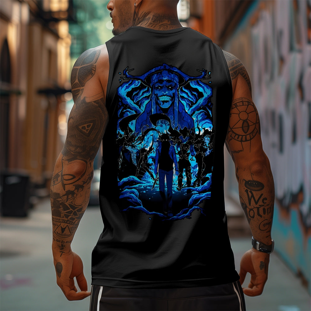 SL-Oversized Anime Print Gym Tank Top