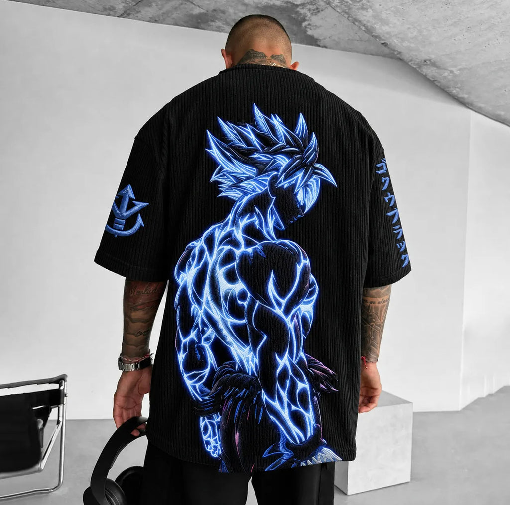 Dragon Ball Unisex Anime-Style Retro Corduroy Oversized T-Shirt